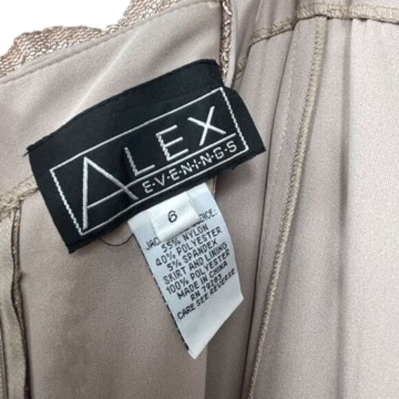 NWT Alex Evenings Formal Gown Size 6 Champagne Lace Sequin Bodice Long Dress - Picture 3 of 15